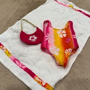 Build A Bear BAB - Swimsuit Towel & Limited Too Purse